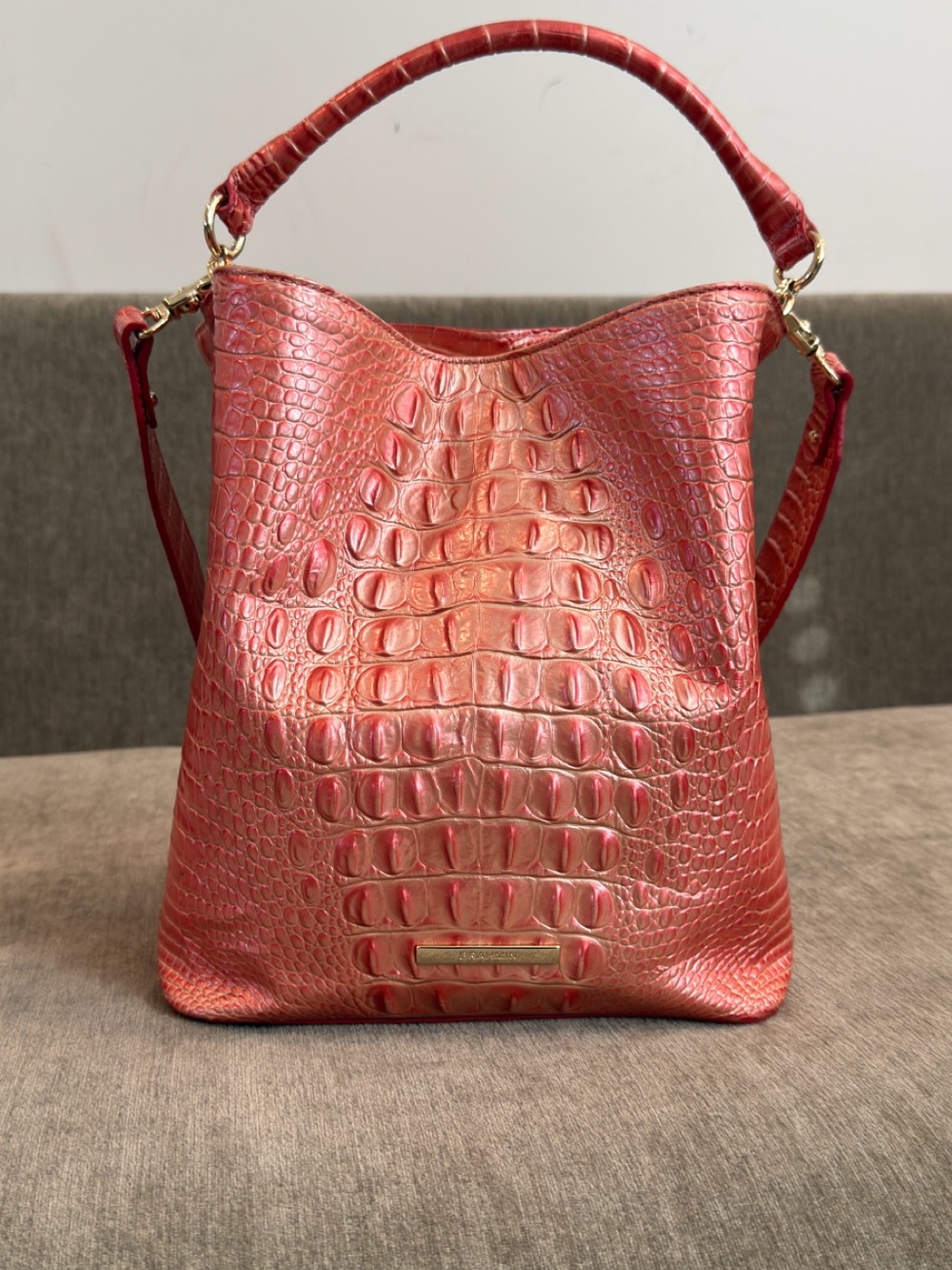 Brahmin Amelia Bellini Croc Embossed Leather Satchel